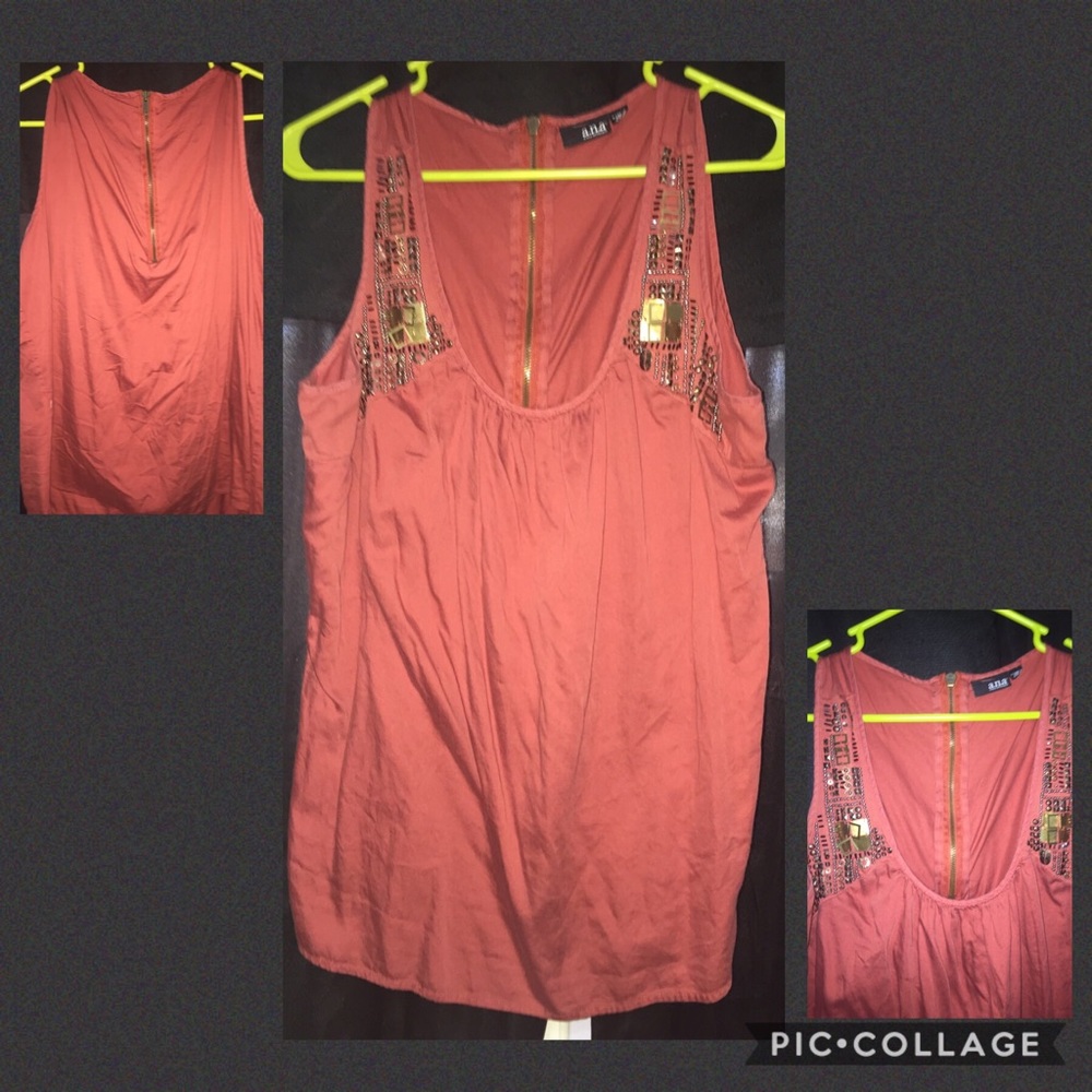 Ana Sleeveless Blouse with copper Embellishments